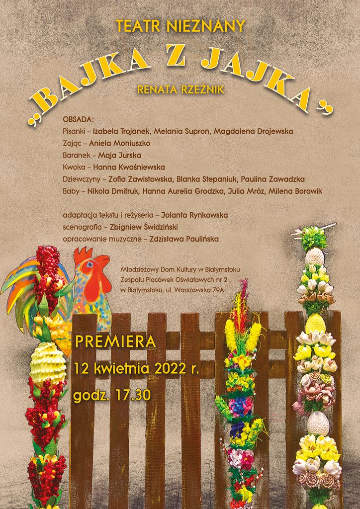 Teatr Nieznany Bajka z jajka plakat strona MDK